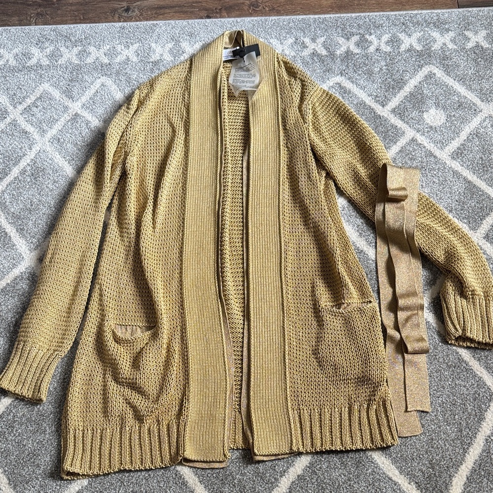 Domenico Vacca Gold Women's Cardigan with belt